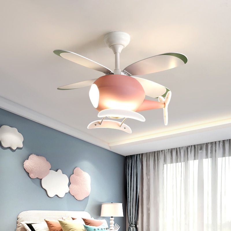 Modern Metal Ceiling Fan Lamp Helicopter LED Semi Flush Ceiling Light Fixtures
