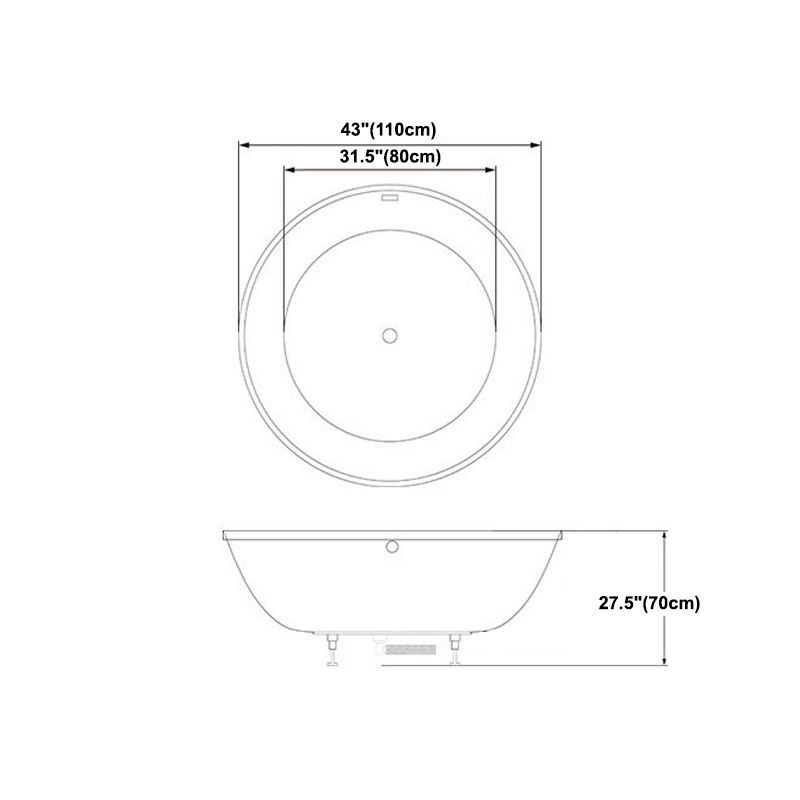 Modern Acrylic Drop-in Bathtub Oval Bath Tub for Home in White