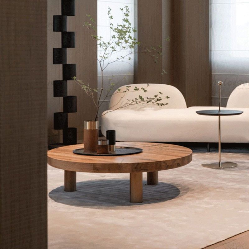 Traditional Wood Cocktail Table 3 Legs Coffee Table for Dining Room