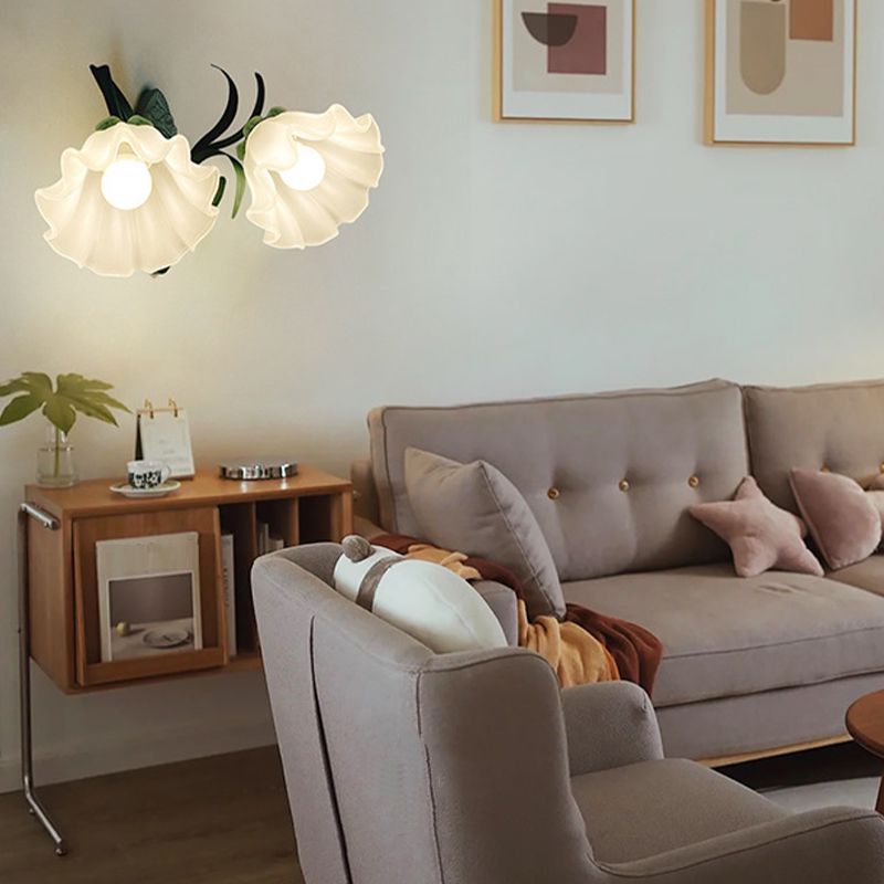 1/2-Light Contemporary Green Glass Shaded Metallic Wall Mounted for Bedroom