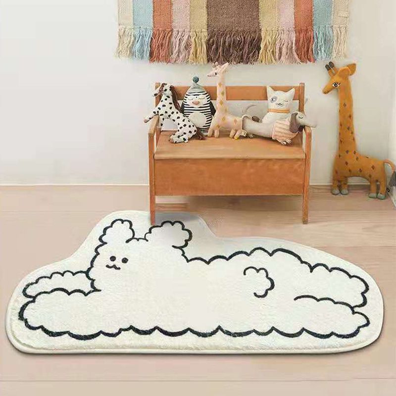 Beige Casual Carpet Polyester Rabbit Carpet Washable Carpet for Living Room
