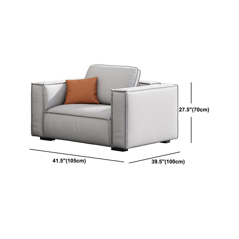 Nordic Faux Leather Sofa Square Arm Sofa with Bolster Pillows