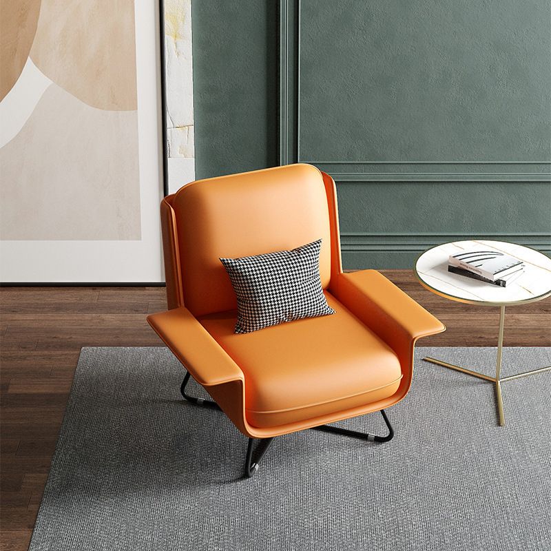 Glam Cross Orange Side Chair Bonded Leather Armless Side Chair for Living Room