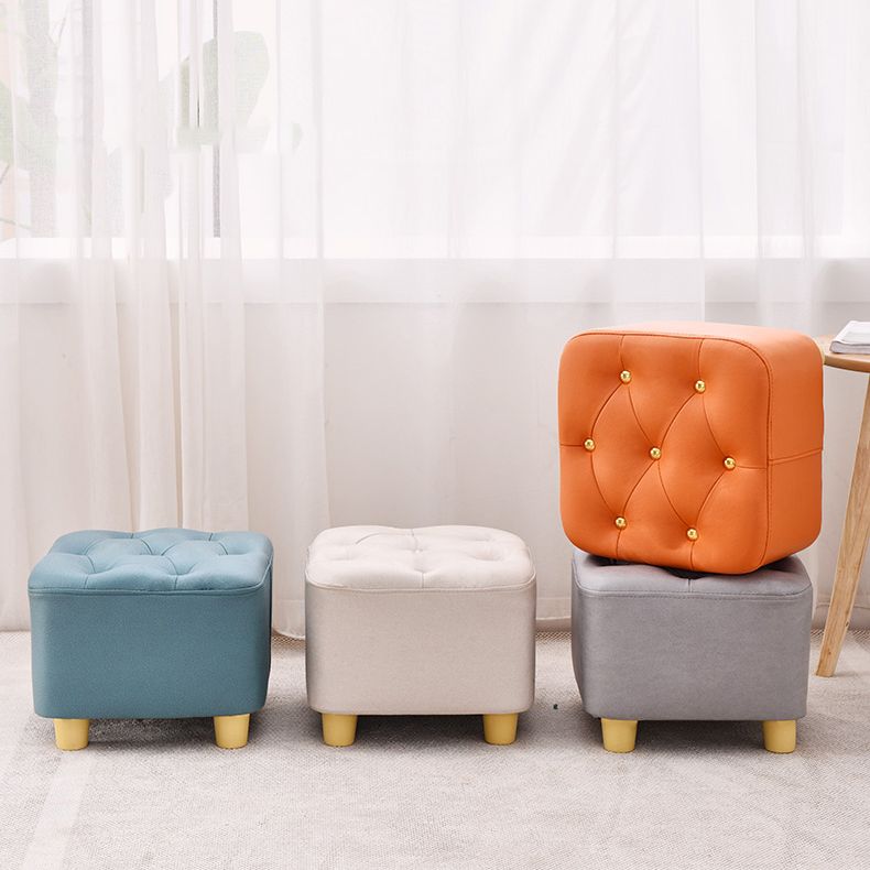 Solid Color Leather Standard Stool Modern Style Simple Household Square Stool