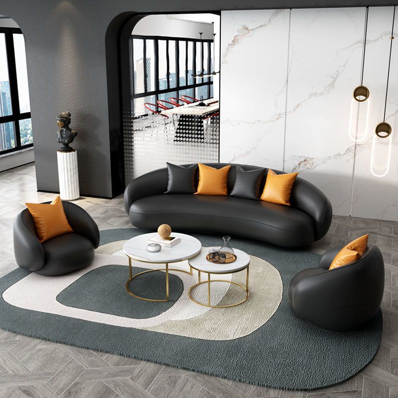 Contemporary Curved Sofa for Apartment with Tuxedo Arm Sofa 35.43" Wide