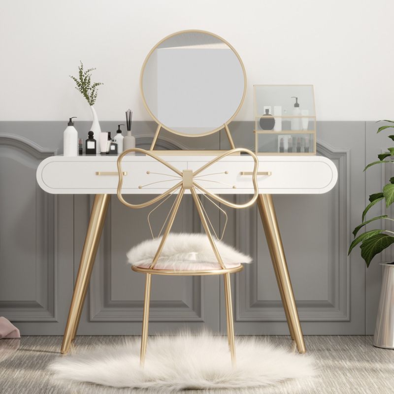 White Gold Makeup Counter with Drawer 15.74" Wide Glam Vanity Tables for Bedroom