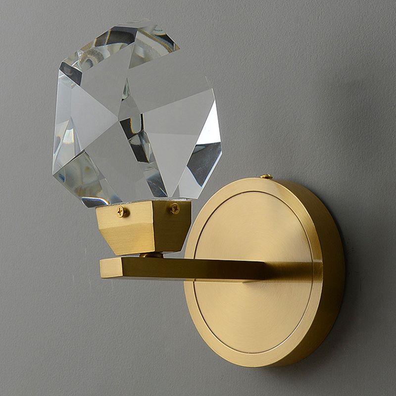 Golden Metallic Lighting Post Modern Crystal Wall Light for Living Room