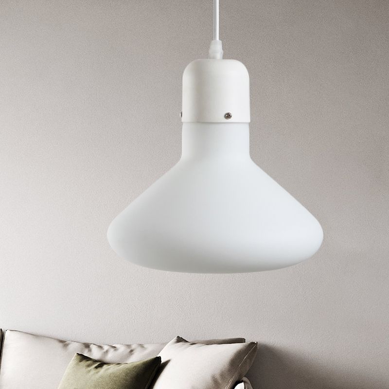 1 Light Light Pendant Light Simple White Suspension Light avec conception de verre Cone / Globe / Cylinder
