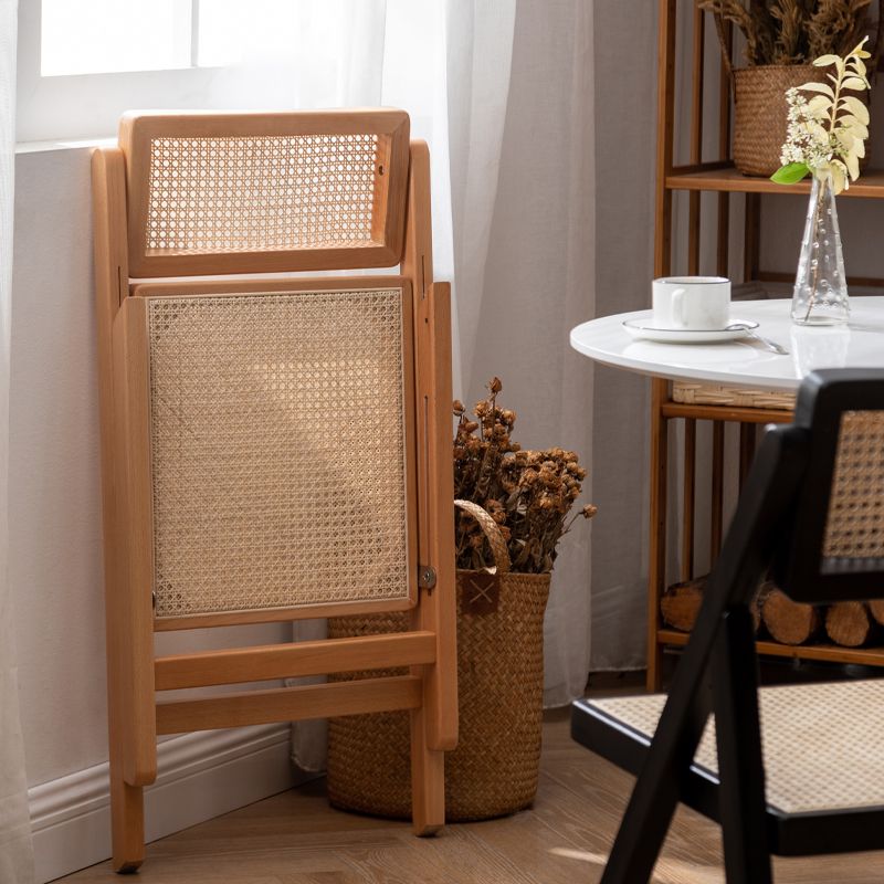 Silla de comedor casera de madera industrial, silla lateral de comedor sin brazos con respaldo abierto y respaldo de caña
