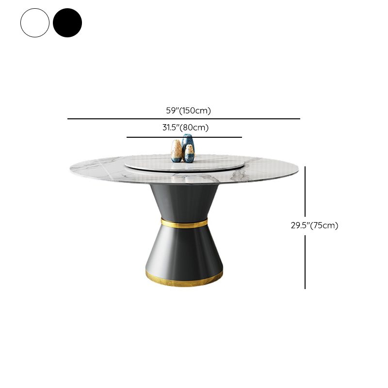 Contemporary Round Table Sintered Stone Dining Table with Metal Legs