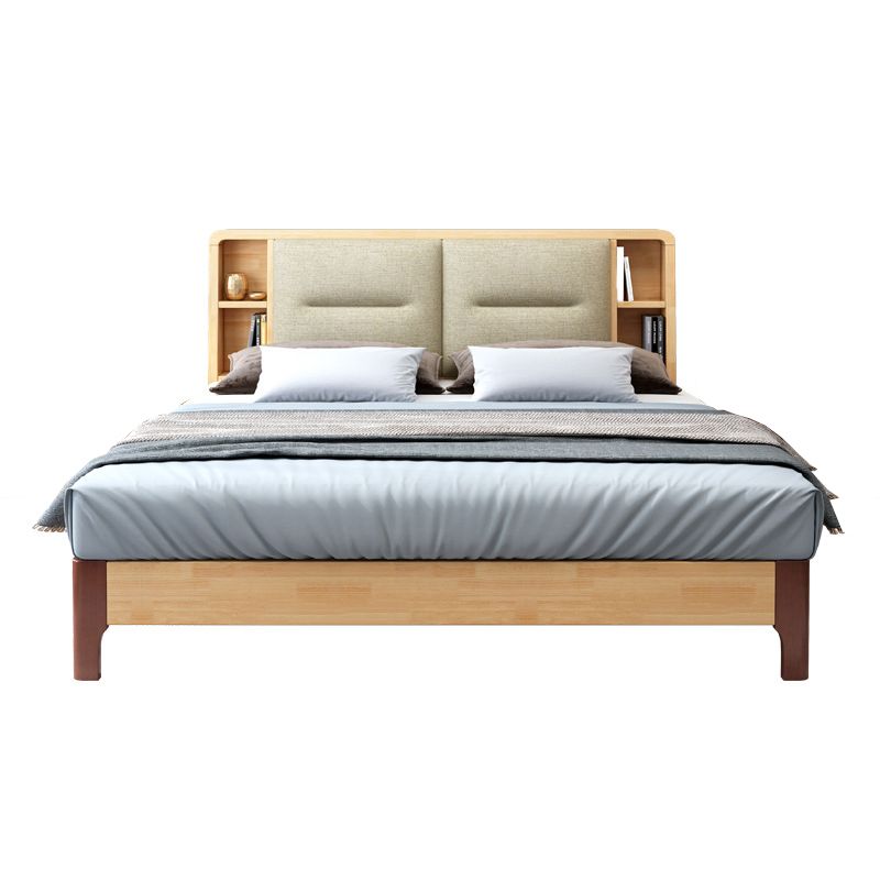 Scandinavian Solid Wood Storage with Rectangular Headboard Bed Frame