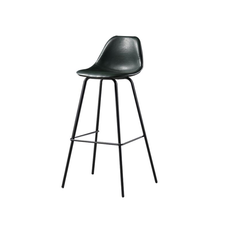 Faux Leather Dining Stools Contemporary Armless Bar Stools with Metal Base