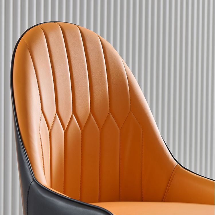 Glam Wood Dining Arm Chairs Faux Leather Dining Chairs for Restaurant Use (Set of 2)