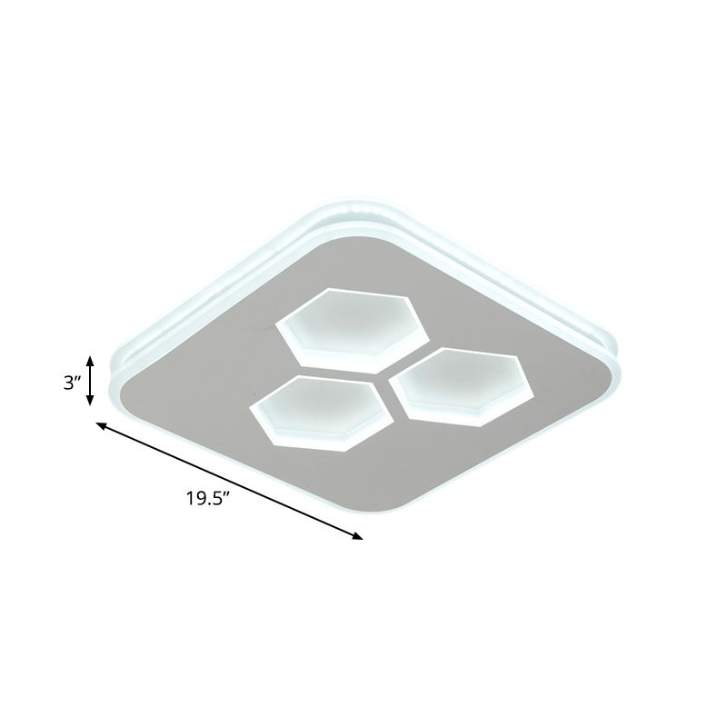 Quadrato Soffitto Montato Light Moderno Acrilico LED Bianco Lampada Fissaggio con Hexagon Design