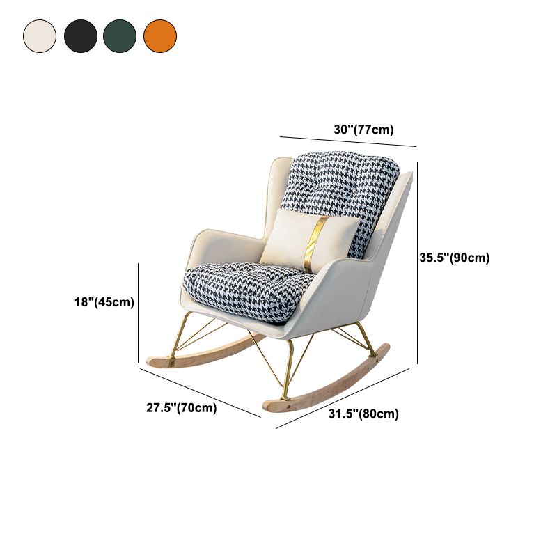 Modern Rocking Chair Ottoman Golden Legs Rocker Chair with Pillow