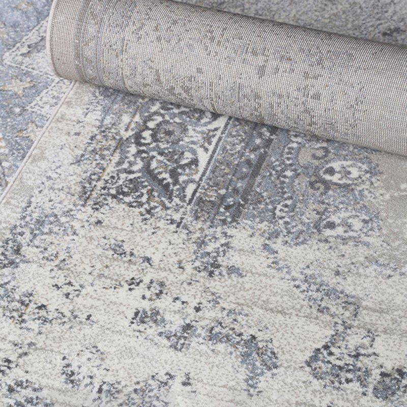 Grey American Pattern Rug Bohemian Polyester Area Rug Stain Resistant Area Carpet for Home Decor
