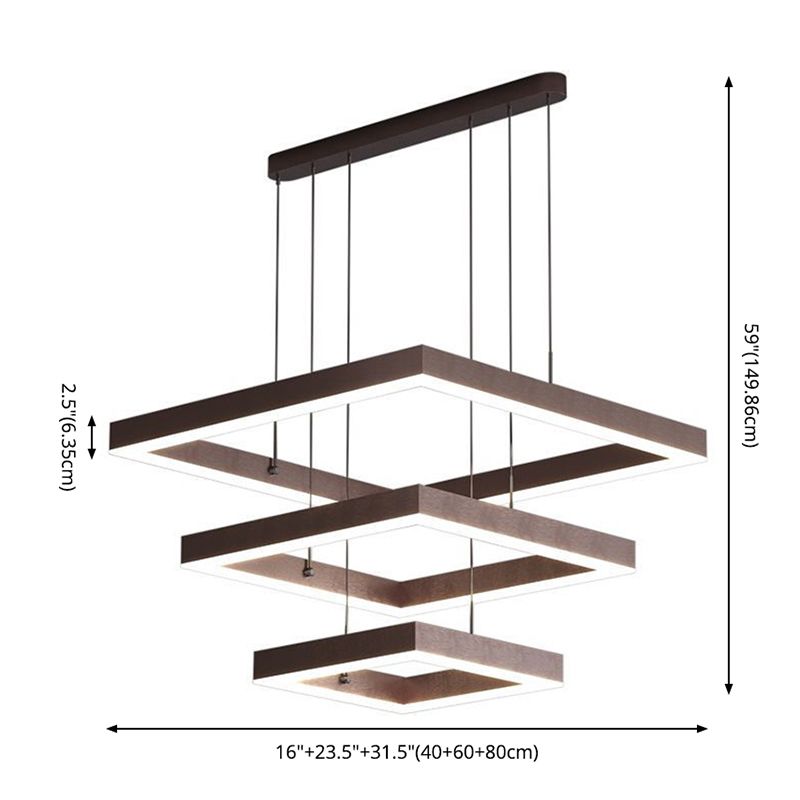 Lámparas de lámpara cuadrada moderna lámpara de metal 3 luces lámparas de lámpara