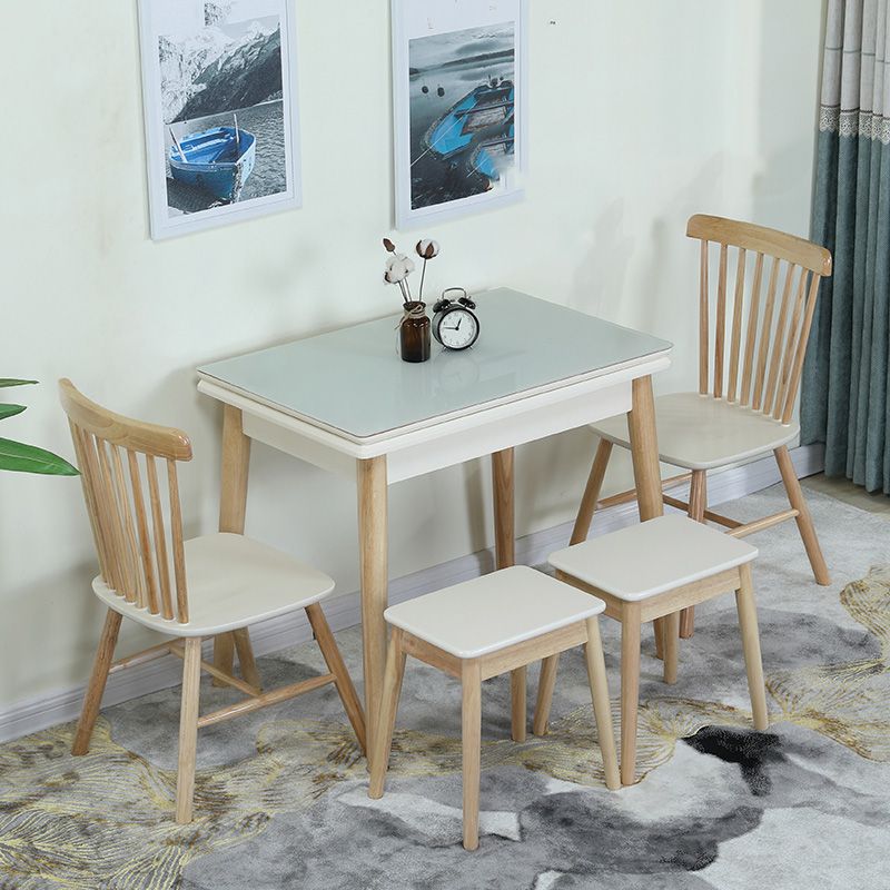 Modern Scalable Rectangle Dining Table Rubber Base for Dining Room