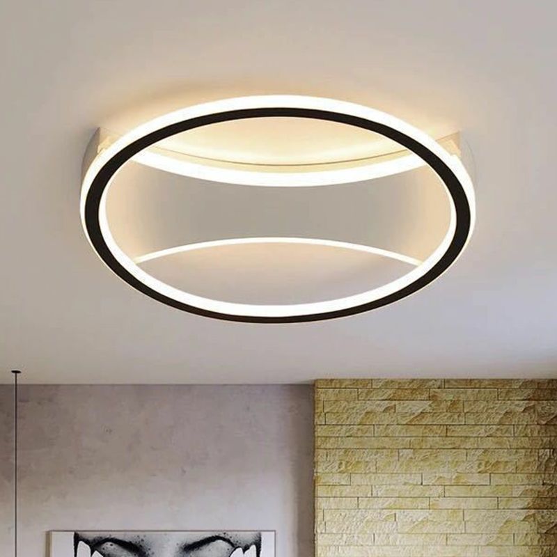 Plafonnier encastré rond ultra fin en acrylique, luminaire contemporain à LED noir