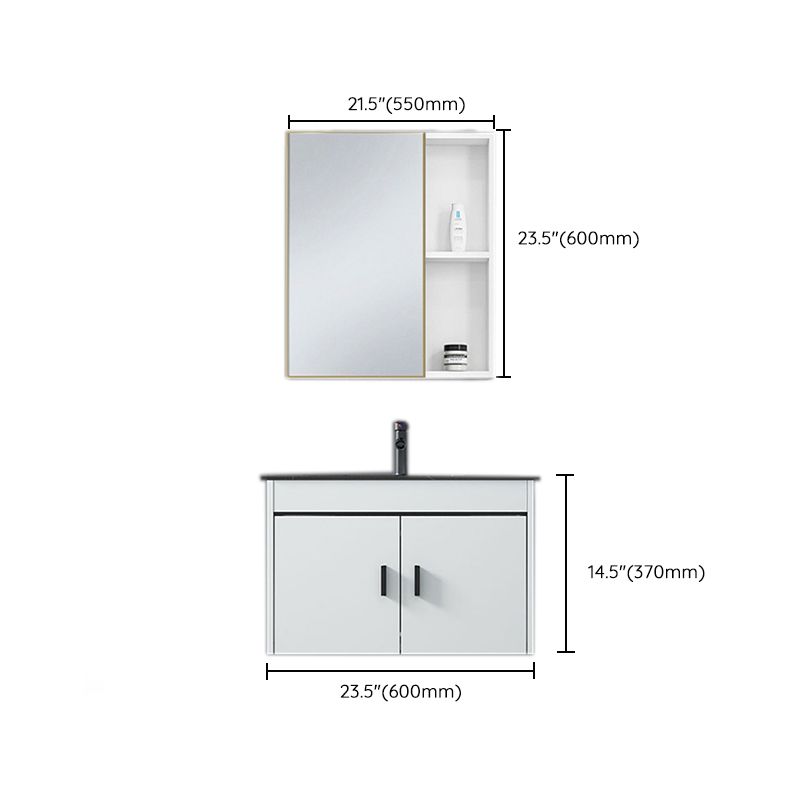 Contemporary Sink Vanity Solid Color Mirror Cabinet Space Saver Vanity for Bathroom