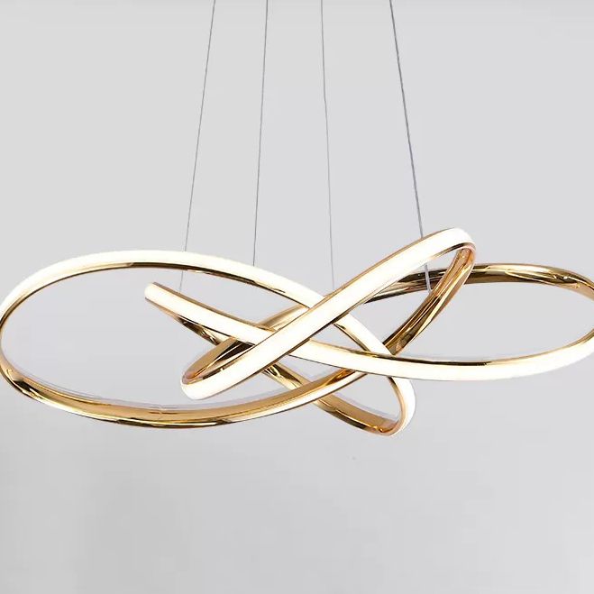 Modern Simplicity Spiral LED Chandelier Light Fixtures Metallic Hanging Pendant Lights for Restaurant