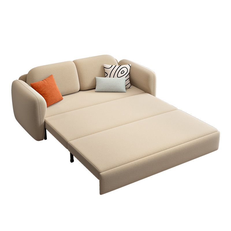 Beige Velvet Sleeper Sofa 31.49" Wide Scandinavian Sofa Bed with Upholstered