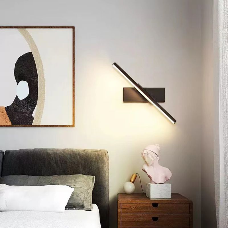 Nordic Style Metal Wall Light Strip Shape Rotatable Wall Lamp for Bedroom