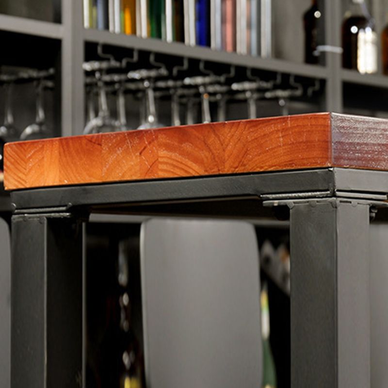 Industrial Bar Table Rectangle Solid Wood Pub Table for Breakroom