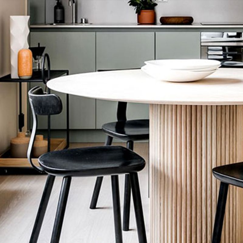 Modern Natural Pedestal Dining Table Round Solid Wood Dining Site Table