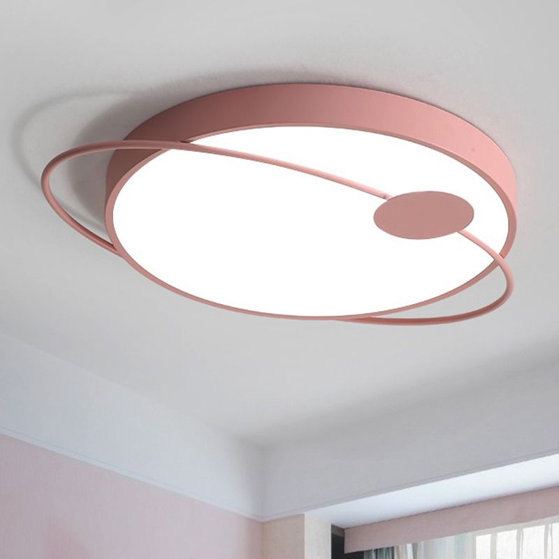 18 "/21.5" /25.5 " W Round Ceiling Flush Mount Nordic Style Acrylique DEL Blue / Pink Flush Light Fixture in Warm / White Light