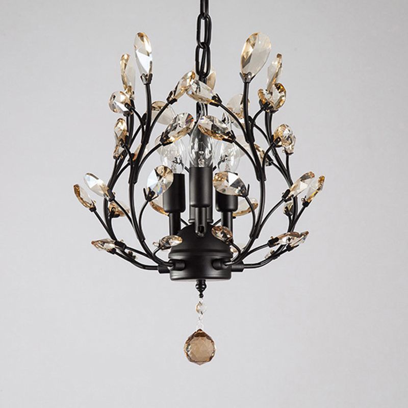 Branches Dinning Room Chandelier Light Fixture Rustic Crystal Black Hanging Chandelier