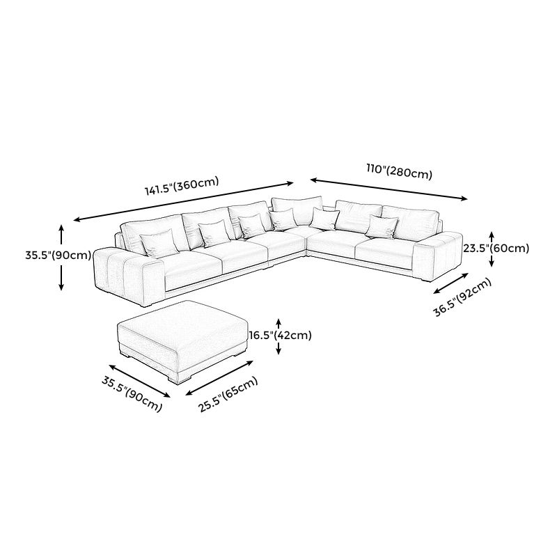 Contemporary Right Hand Facing Sectional Faux Leather Corner Sofa with Ottoman