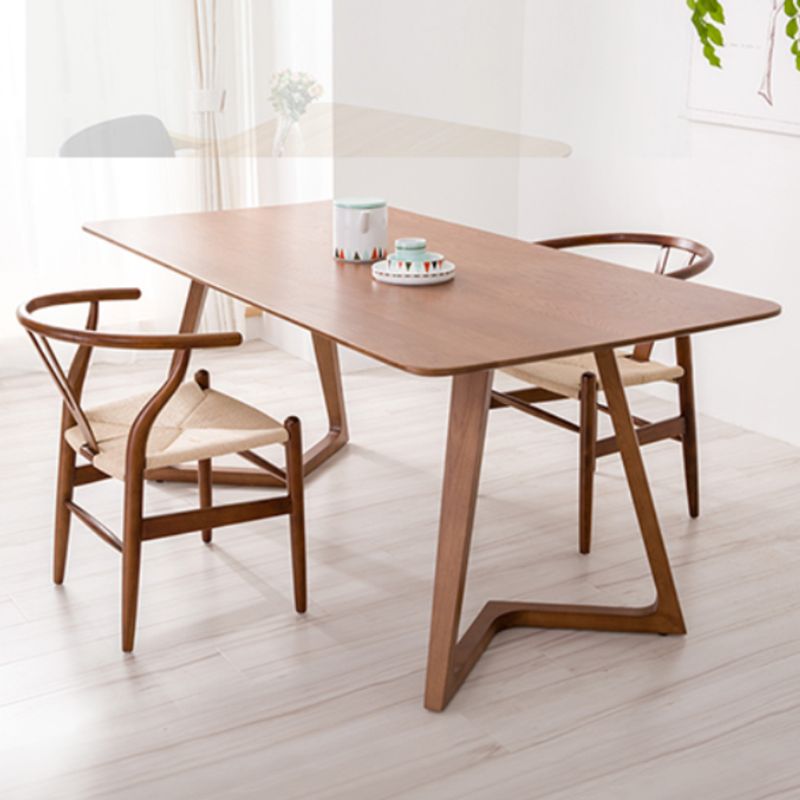 Rechthoek dubbele voetstuk moderne tafel massief hout vaste tafel voor thuis