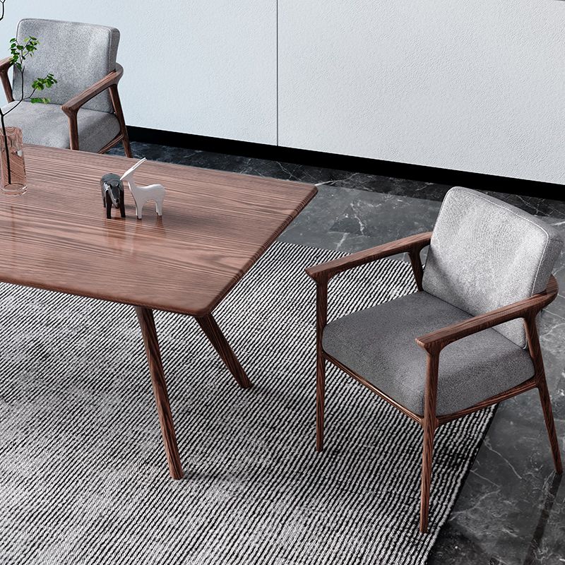 Rectangle Solid Wood Dining Table Industrial Brown Standard Dining Table with Trestle Base