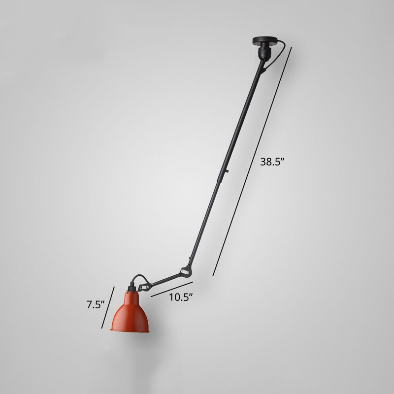 1 montage de montage ombré à la tête Lument Light Loft Style Éclairage mural en métal avec bras réglable