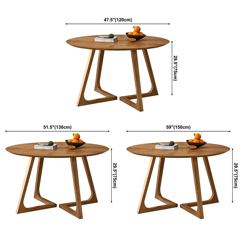 Eigentijdse ronde eettafel dennen vaste houten tafel met dubbele voetstuk
