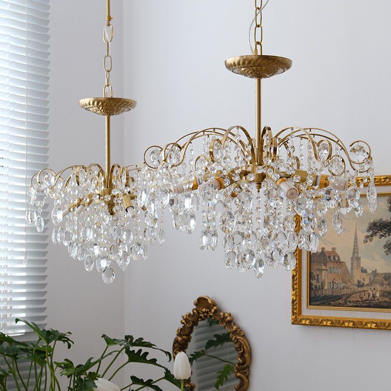 American Style Branch Chandelier Crystal 6 Lights Hanging Light for Bedroom