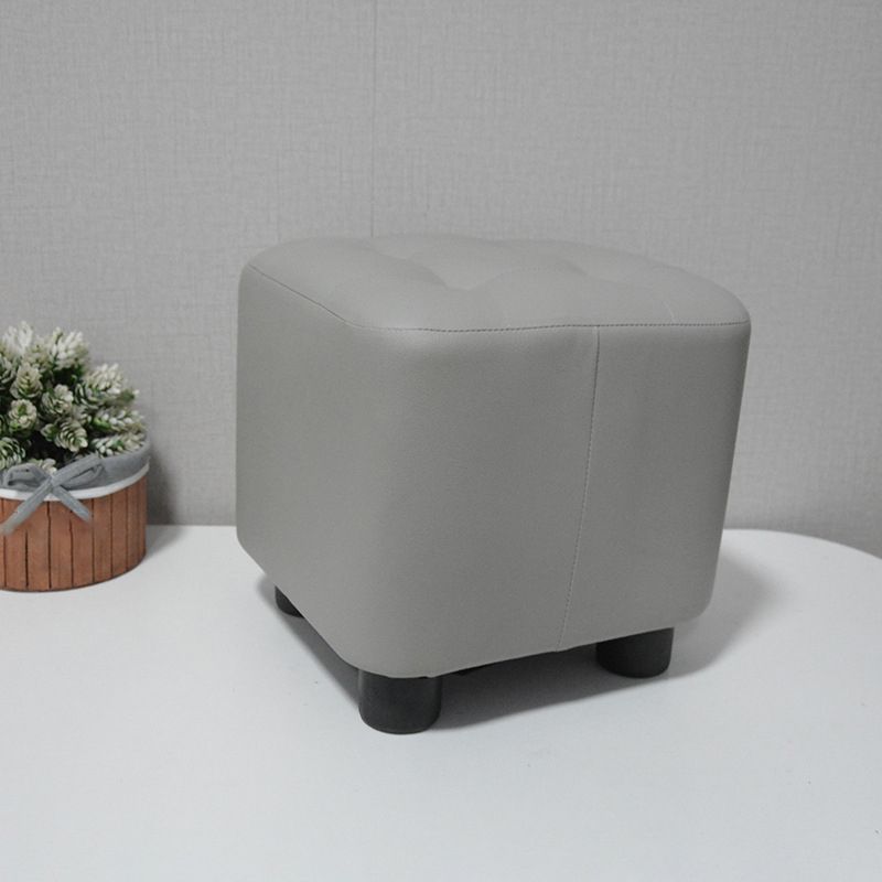 Modern Faux Leather Ottoman Color Block Tufted Square Chair Ottoman