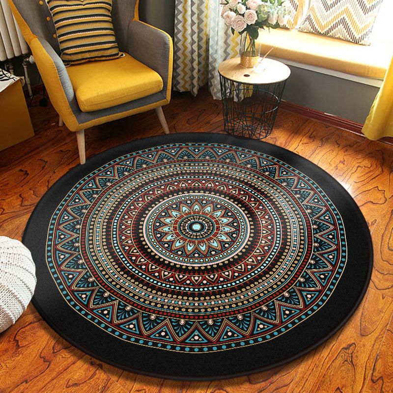 Dekorativer Kaleidoskop-Teppich, mehrfarbig, türkischer Teppich, Polyester, waschbar, schmutzabweisend, rutschfeste Rückseite, Teppich für Wohnzimmer