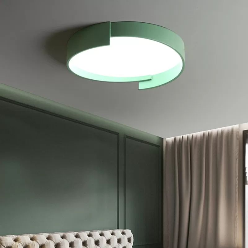 Round LED Ceiling Light Fixture Macaron Acrylic Bedroom Flush Mount Recessed Lighting
