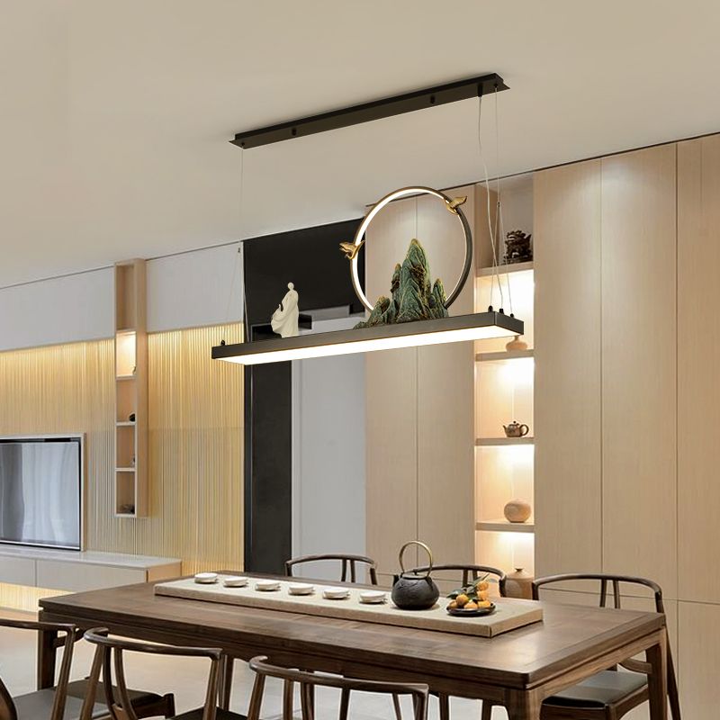 Modern Style Geometry Shape Island Lights Metal 2 Light Island Lighting in Black