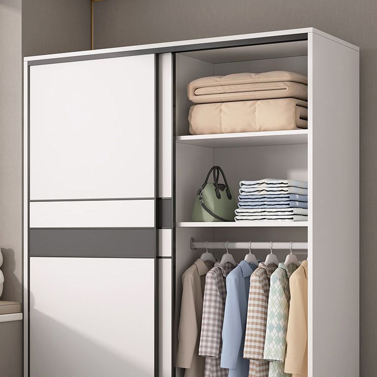 Engineered Wood Wardrobe Armoire White Wardrobe Cabinet with Soft Close Doors