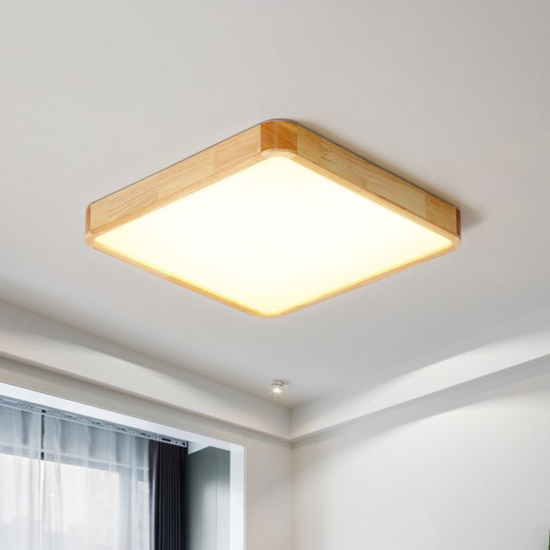 Simplicity LED Flush Mount Fixture Beige Square Ceiling Flush with Acrylic Shade in Warm/White Light, 18"/21"/25.5" W