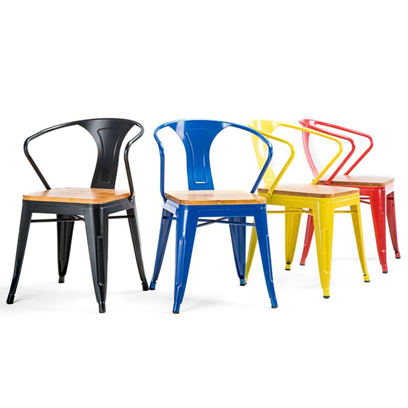 Industrial Metal Dining Chair Open Back Dining Side Furniture in Matte Finish for Indoor