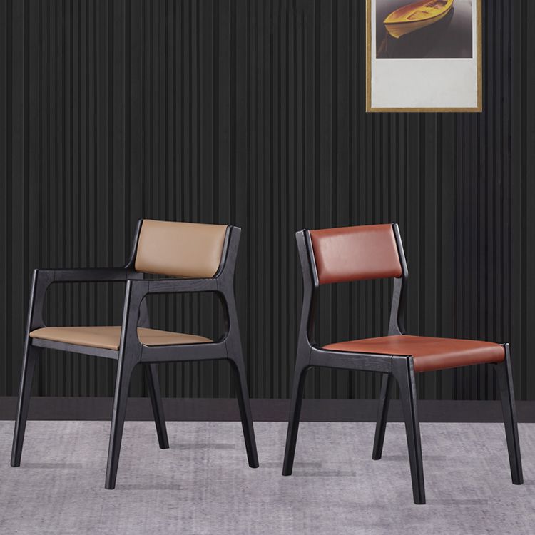 Contemporary Armless Dining Chairs Open Back Side Chair for Kitchen with Wooden Legs