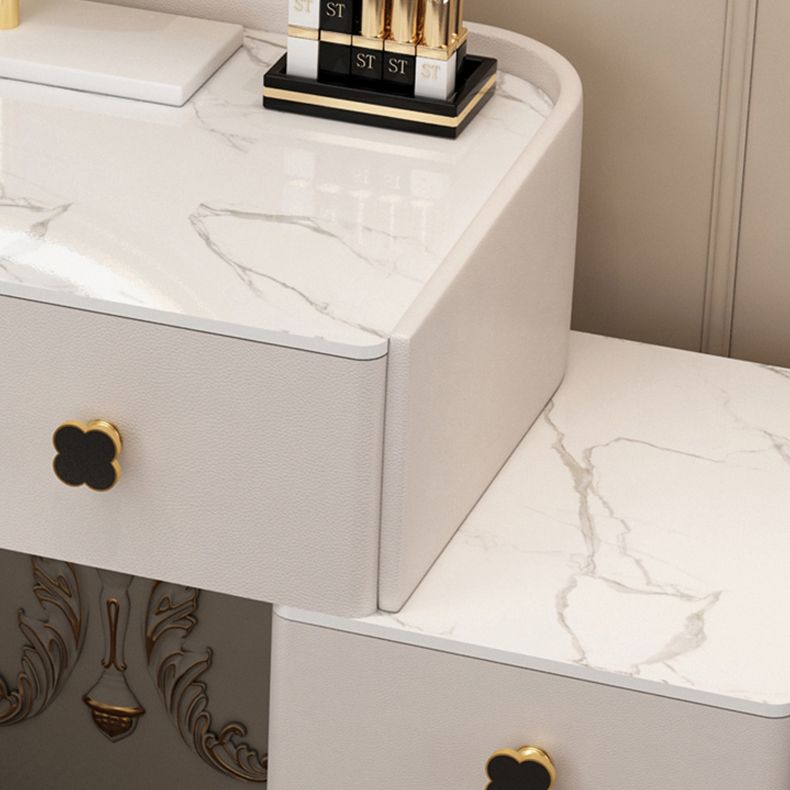 Solid Wood Makeup Vanity Desk Lighted Mirror Makeup Vanity Set with Drawer