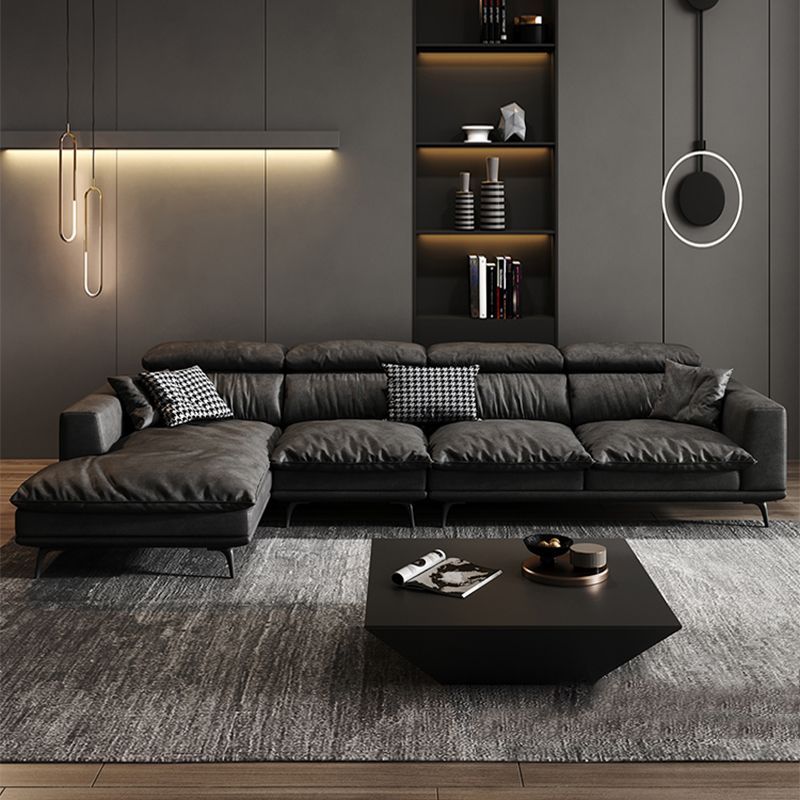 Waterproof Square Arm Sectionals 27.56"High Cushion Back Sofa,Black