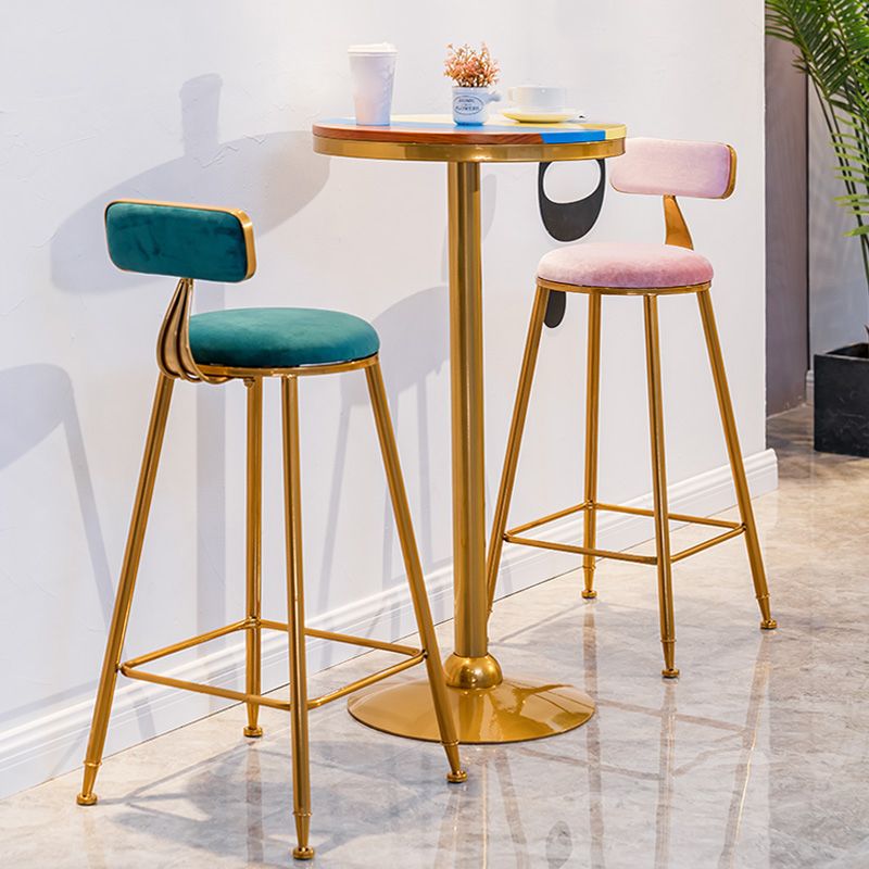 Solid Wood Bar Table Set Glam Round 1/3 Pieces Counter Table for Dining Room