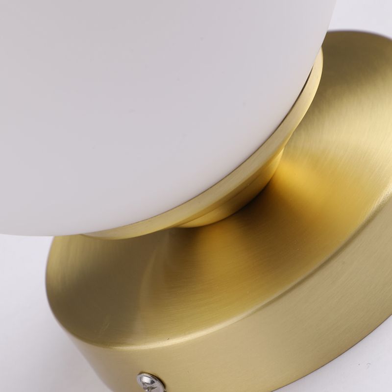 Modern Concise Flush Mount Copper Globe Ceiling Light with White Glass Shade