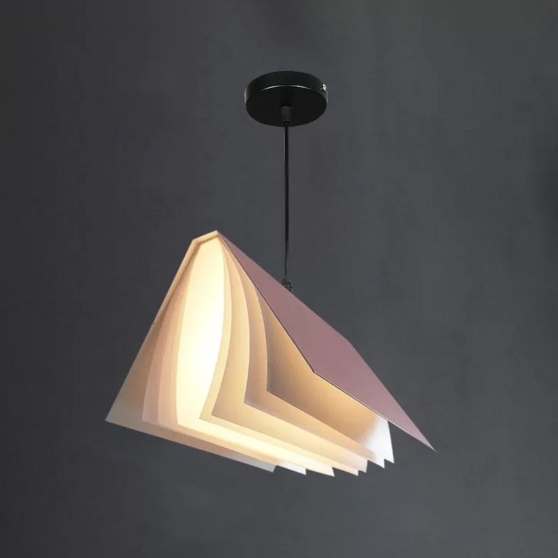 Book Pendant Ceiling Light Nordic Plastic 1-Bulb Living Room Hanging Lamp in White/Black/Yellow